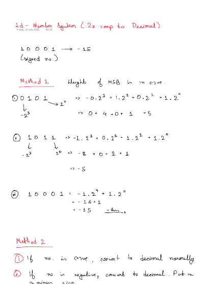 First page of C Programming 1d – Number System 2 notes